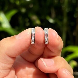 18K White Gold Plated Stainless Steel Small Hoop Earrings